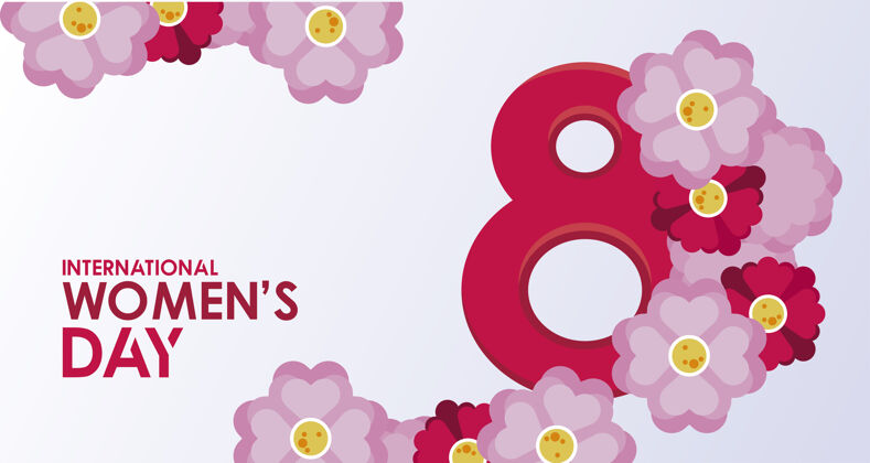 花国际妇女节庆祝海报与文字和花卉插图数字花束花