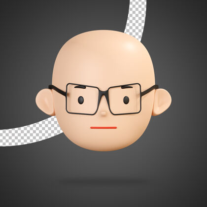3d眼镜小子性格的中性脸表情渲染眼镜男性