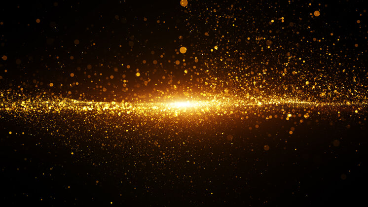 技术金色数字粒子波流和光耀斑粒子波基流动