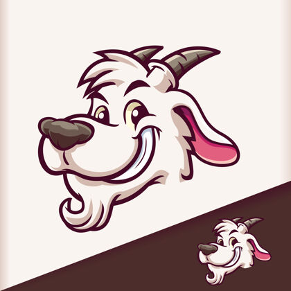 公羊山羊头微笑吉祥物卡通白羊座野生动物标志