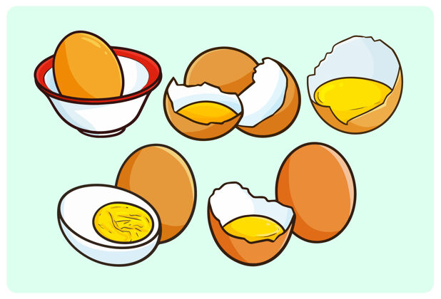 蛋白质简单涂鸦风格的搞笑鸡蛋插图集自然生的农场