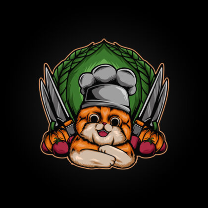 菜刀Chefcat插图番茄卡通动物吉祥物