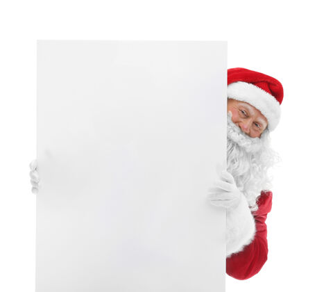 节日正宗的圣诞老人与海报上的白色背景男人圣诞节表演
