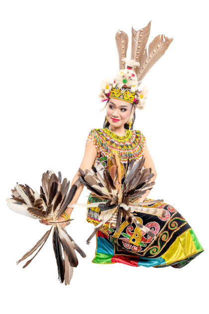 面子东加里曼丹传统舞蹈的舞女文化女人时尚