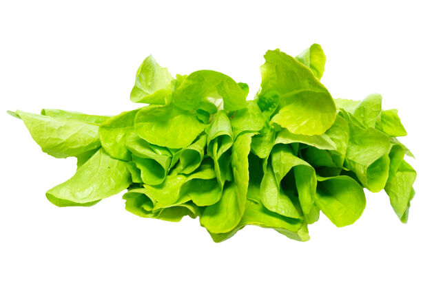白色绿色沙拉莴苣隔离在白色特写食物健康