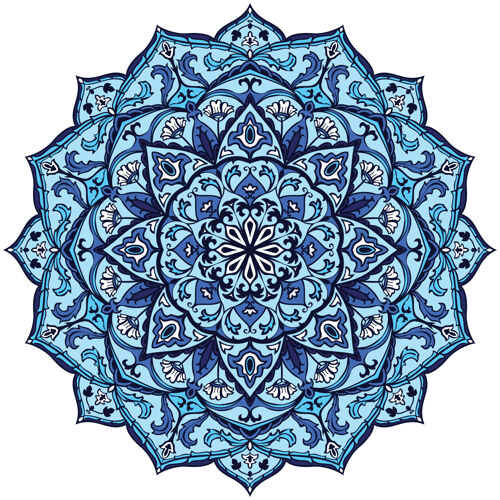 图案蓝色印度曼荼罗设计奖章标志阿拉伯