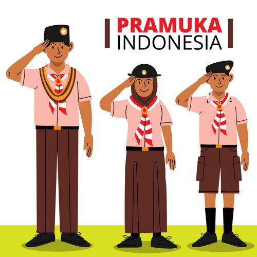 庆祝卡通普拉木卡日插画童子军8月14日印尼