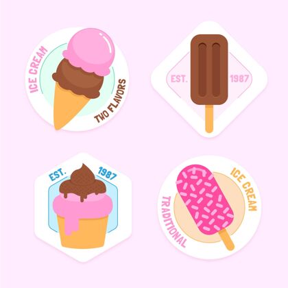 冷冻食品扁平冰淇淋标签系列收集甜点甜点