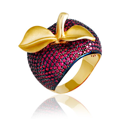 闪亮黄金首饰 时尚的红宝石金苹果珍贵有机明亮