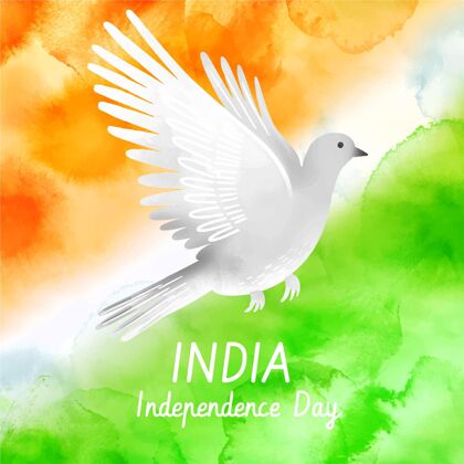 庆祝手绘水彩画印度独立日插画独立日印度独立日自由