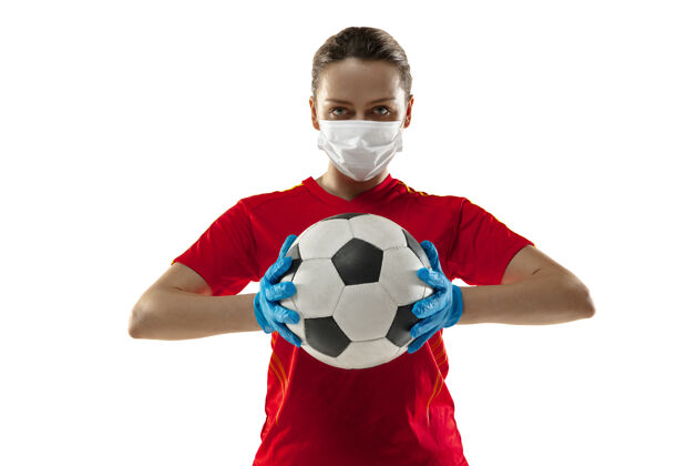 疾病戴防护面具的女运动员冠状病毒插图概念球爆发女人