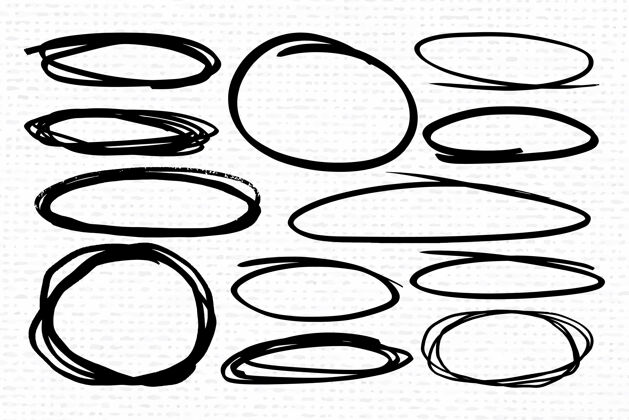 圆形黑色椭圆形横幅框架系列收藏墨水画笔
