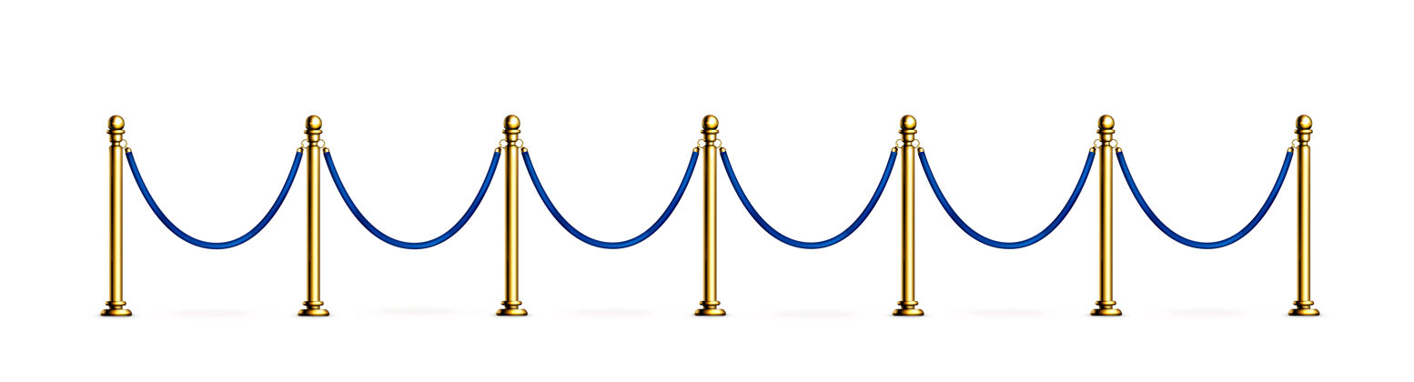 金属蓝色的绳索屏障 金色的支柱 天鹅绒的入口栅栏大厅名人电影