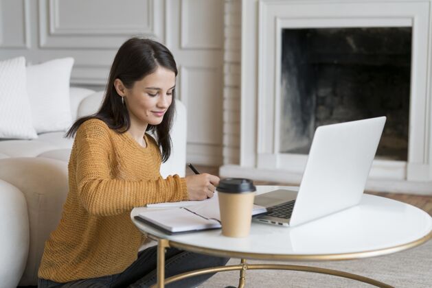 女性用笔记本电脑的年轻女人年轻人室内网络