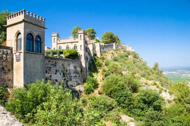 防御工事西班牙瓦伦西亚xátiva的Xativa城堡古董瓦伦西亚城堡