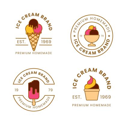 甜点扁平冰淇淋标签系列套餐冰淇淋食品