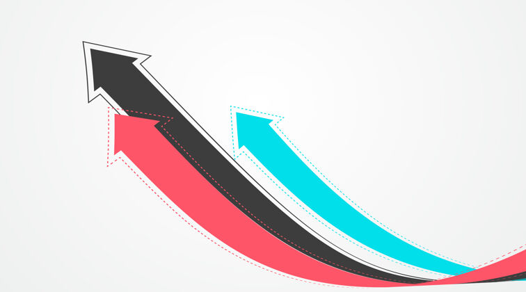 曲线几个交错的箭头象征着成长的寓意指示器透视弯曲
