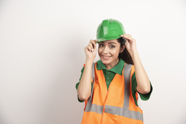 安全帽戴头盔的女工地工程师高质量照片工作工作头盔