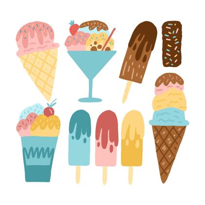 冷冻食品手绘冰淇淋系列小吃甜点冰淇淋