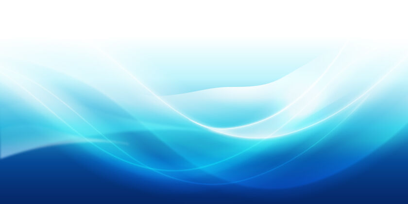 光泽抽象的蓝色波浪与模糊的光线曲线背景流动灰尘柔软