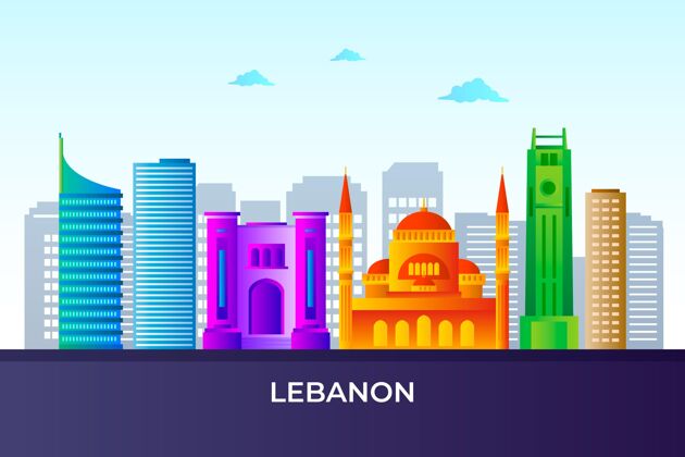 共和国渐变色的黎巴嫩天际线风景天际线阿拉伯语