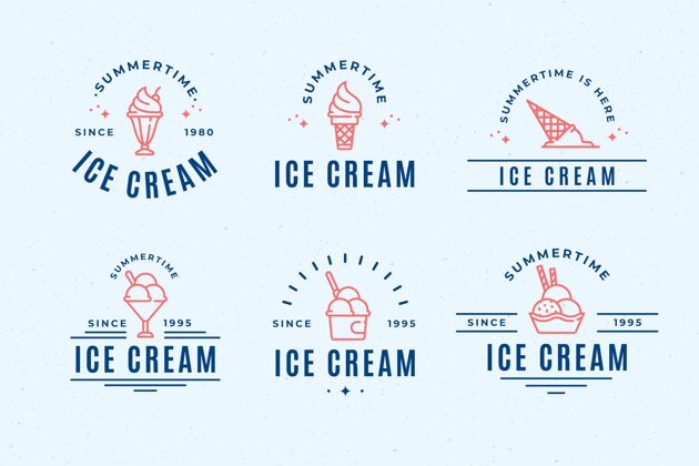 美味线性扁平冰淇淋标签收集标签美味套餐