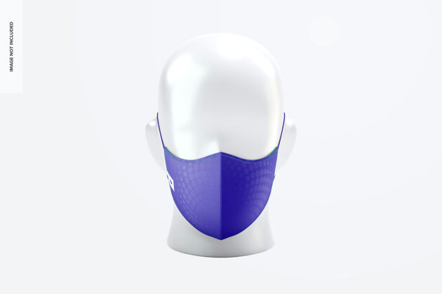 面罩带松紧带的面罩模型 正视图医疗防护医疗面罩织物面罩