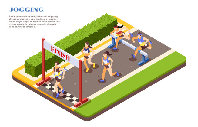 运动短跑跨栏赛跑运动员跨越障碍物跨越终点等距组成运动慢跑推广跑步者赛车组成