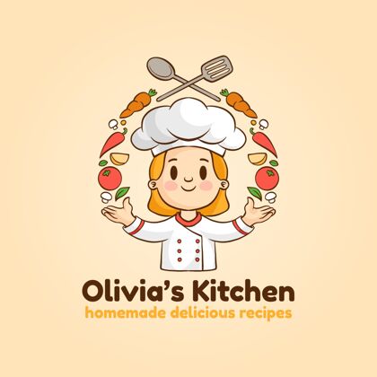 品牌详细的女厨师标志标识企业公司徽标