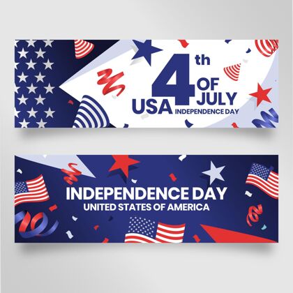 7月4日详细的7月4日-独立日横幅设置国家美国独立日