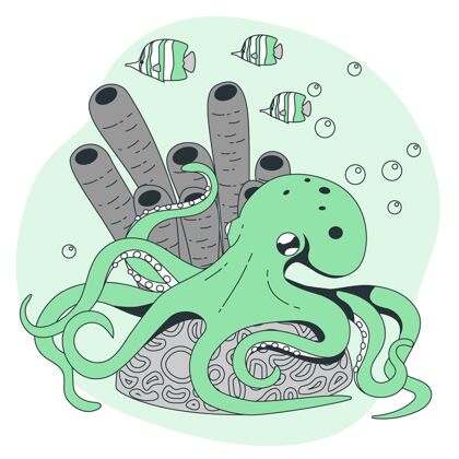 海洋章鱼概念图水水生章鱼