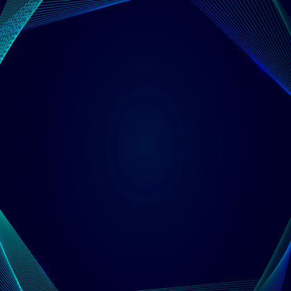 框架霓虹灯在一个正方形的深蓝色的模板波边界六边形空白空间边框
