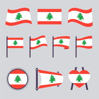 包装平面设计黎巴嫩国旗收集套装收藏爱国