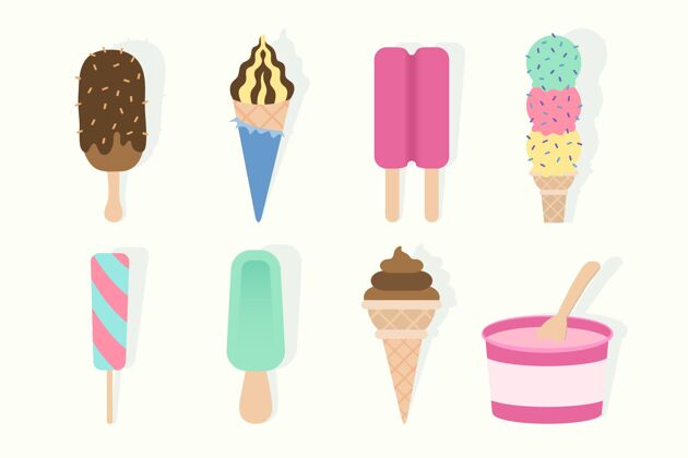 风味冰淇淋收集平面设计季节甜点平面设计