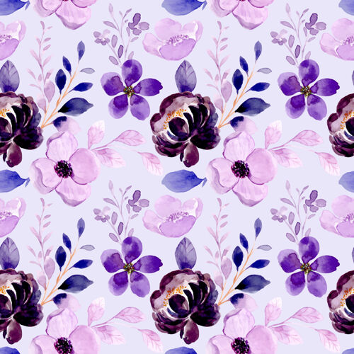 紫色紫色花朵水彩无缝图案墙纸无缝图案花