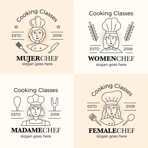 线性线性平面女厨师标志系列企业标识标识品牌