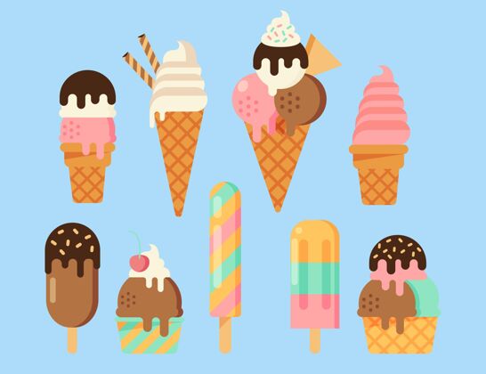 冰淇淋扁平冰淇淋系列收藏美味平面设计
