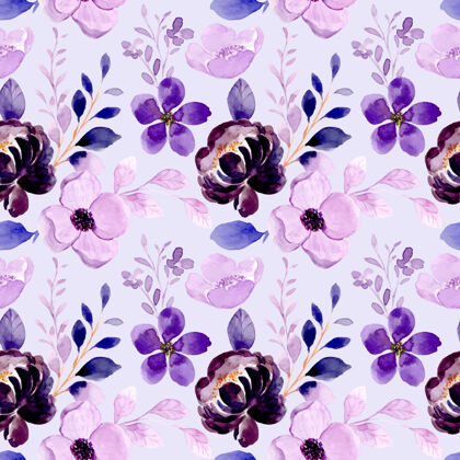 紫色紫色花朵水彩无缝图案墙纸无缝图案花