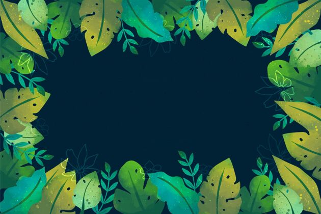 水彩画背景手绘水彩画热带树叶背景季节热带树叶墙纸背景