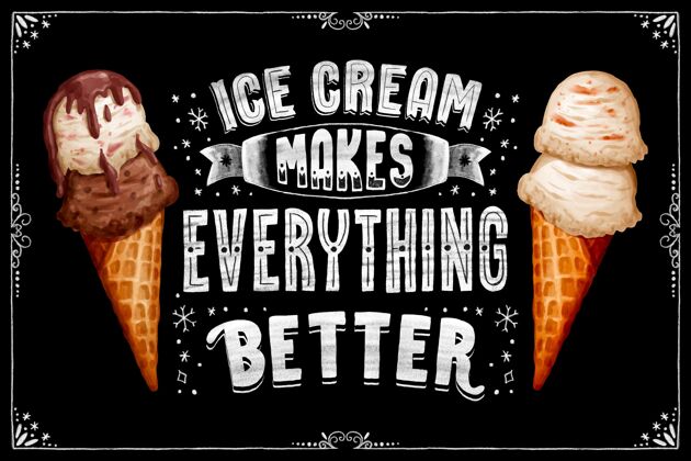 冰淇淋手绘冰淇淋黑板文字食物提神可口