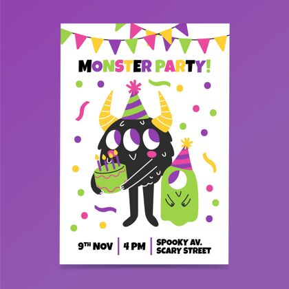 生日怪物生日邀请模板生日小孩小孩生日聚会