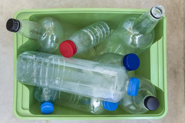 循环利用顶视图塑料瓶排列再利用可持续性环保