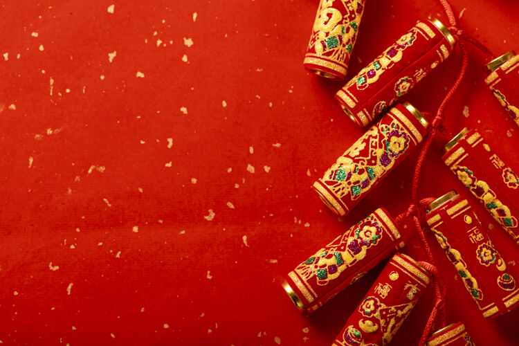 细节一个红色的烟花爆竹创意拍摄东方中国文化