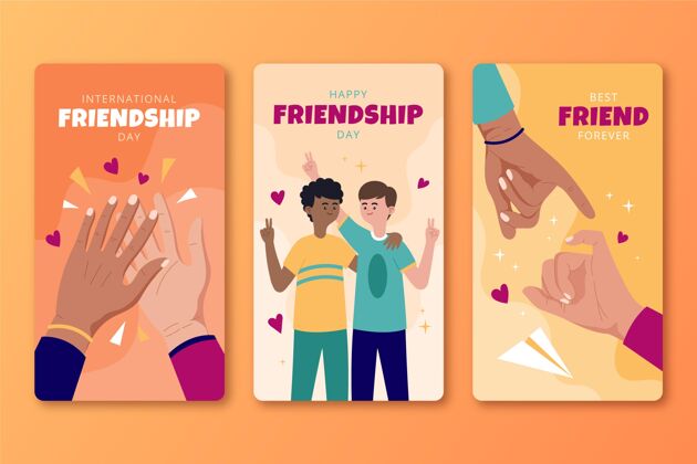友谊日手绘国际友谊日instagram故事集手绘社交媒体模板国际