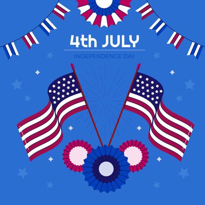 美国手绘七月四日独立日插画事件手绘7月4日