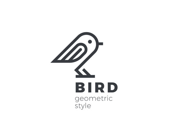 标志鸟标志抽象设计线性风格鸽子麻雀坐的标志轮廓纹章豪华