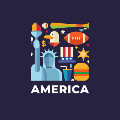 美国美国旅游国家标志模板自然卡通教育