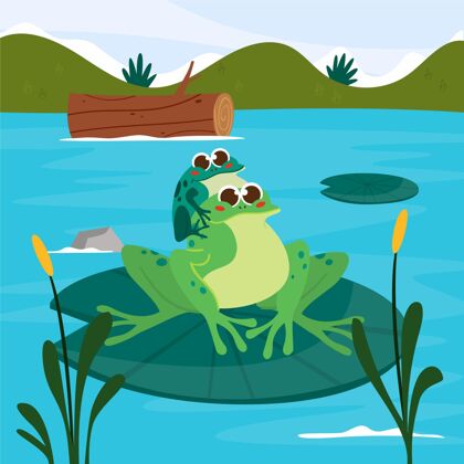 绿色卡通可爱青蛙插画青蛙野生可爱