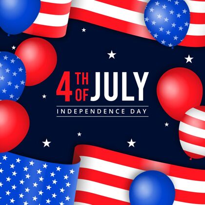 庆祝七月四日-独立日插画平面设计独立宣言美国