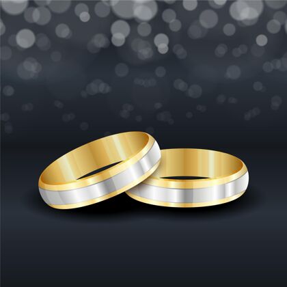 爱情逼真的金色结婚戒指可爱婚礼婚戒